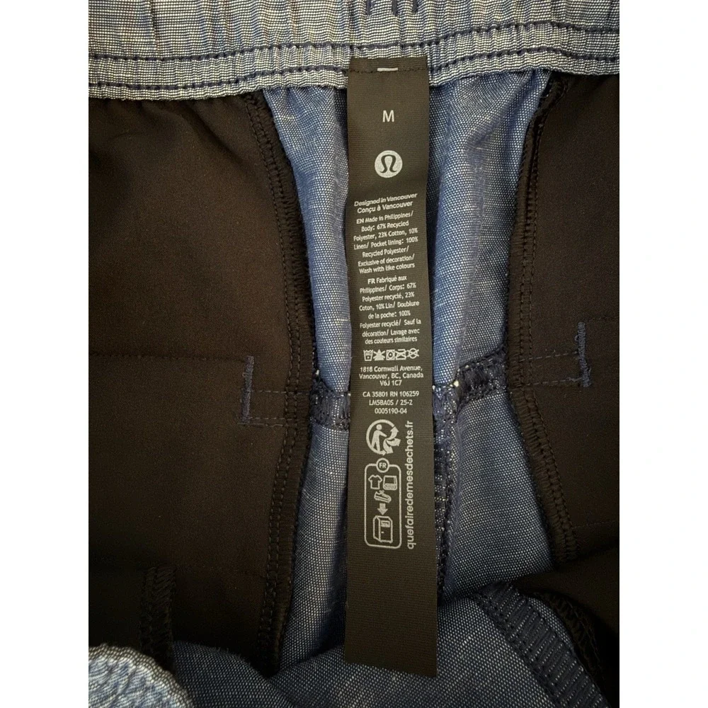 Lululemon LuluLinen Pull On Pants M Blue Relaxed Tapered Lightweight LM5BA0S
